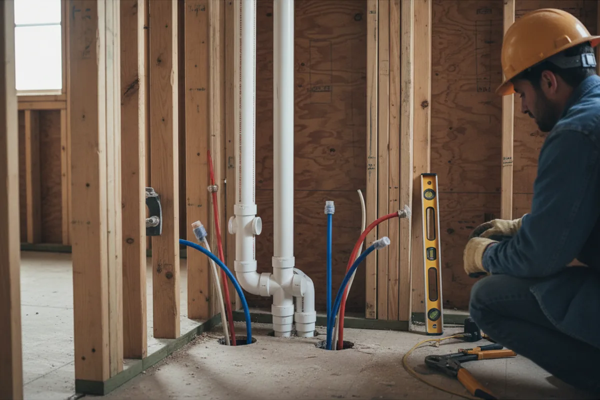 Drain and supply rough-in during Drain Cleaning in Newburyport