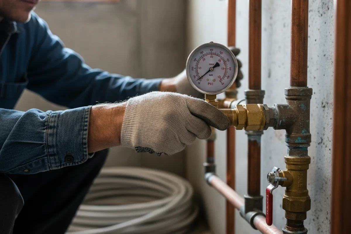 Pressure testing a repaired line during Water Line Repair in Newburyport